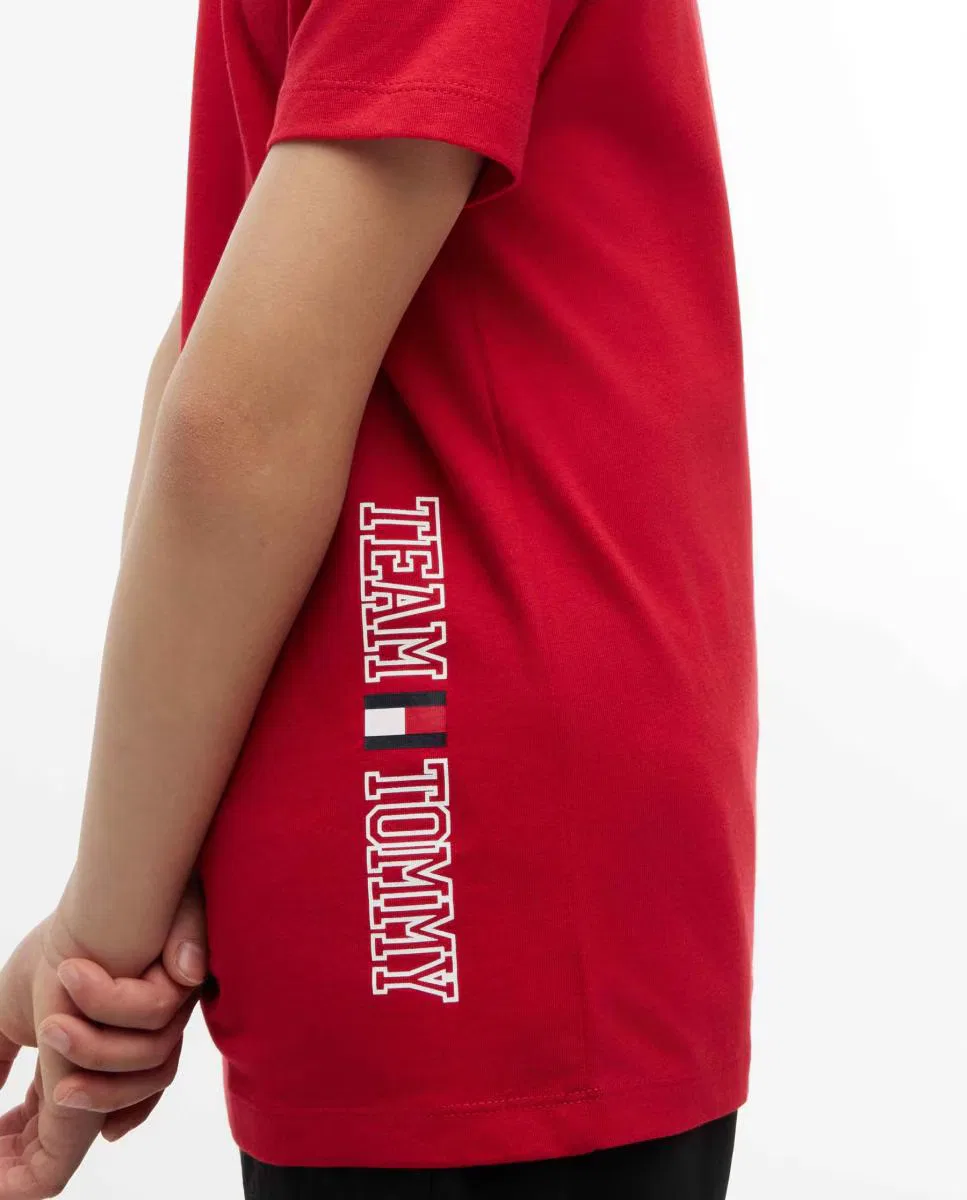 Детская футболка с коротким рукавом, Logo Espalda, Tommy Hilfiger, красный — фото 3