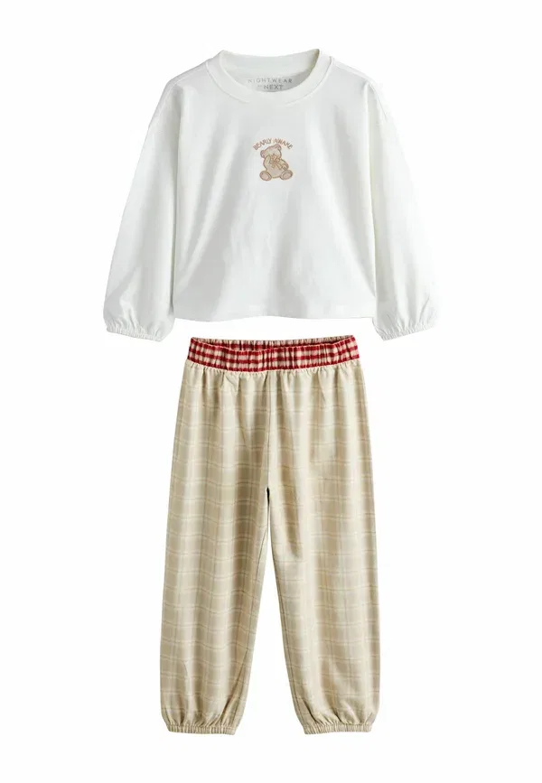 Пижамный набор из 2 предметов, хлопок, Regular fit - check 2 pack, Next, Neutral Bear, нейтральный — фото 2