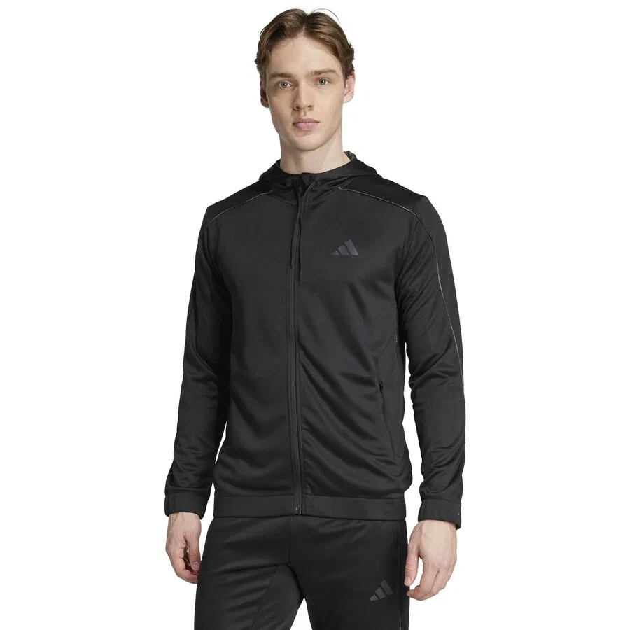 Спортивная толстовка на молнии ADIDAS PERFORMANCE 'ESSENTIALS' черного цвета — фото 2
