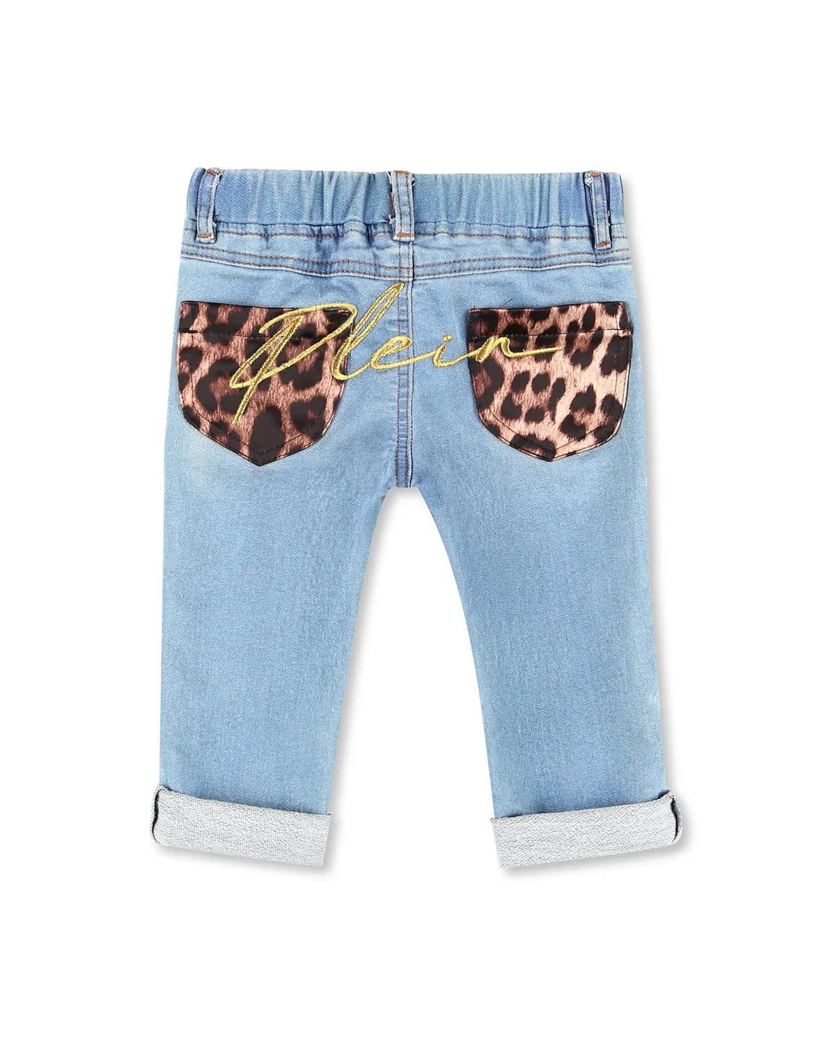 Детские джинсовые брюки прямого кроя с вышивкой PHILIPP PLEIN Light Blue — фото 2