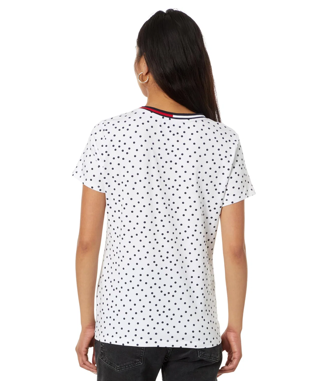 Женская футболка с v-образным вырезом и коротким рукавом DOT Tee Tommy Hilfiger, Bright White/Sky Captain — фото 2