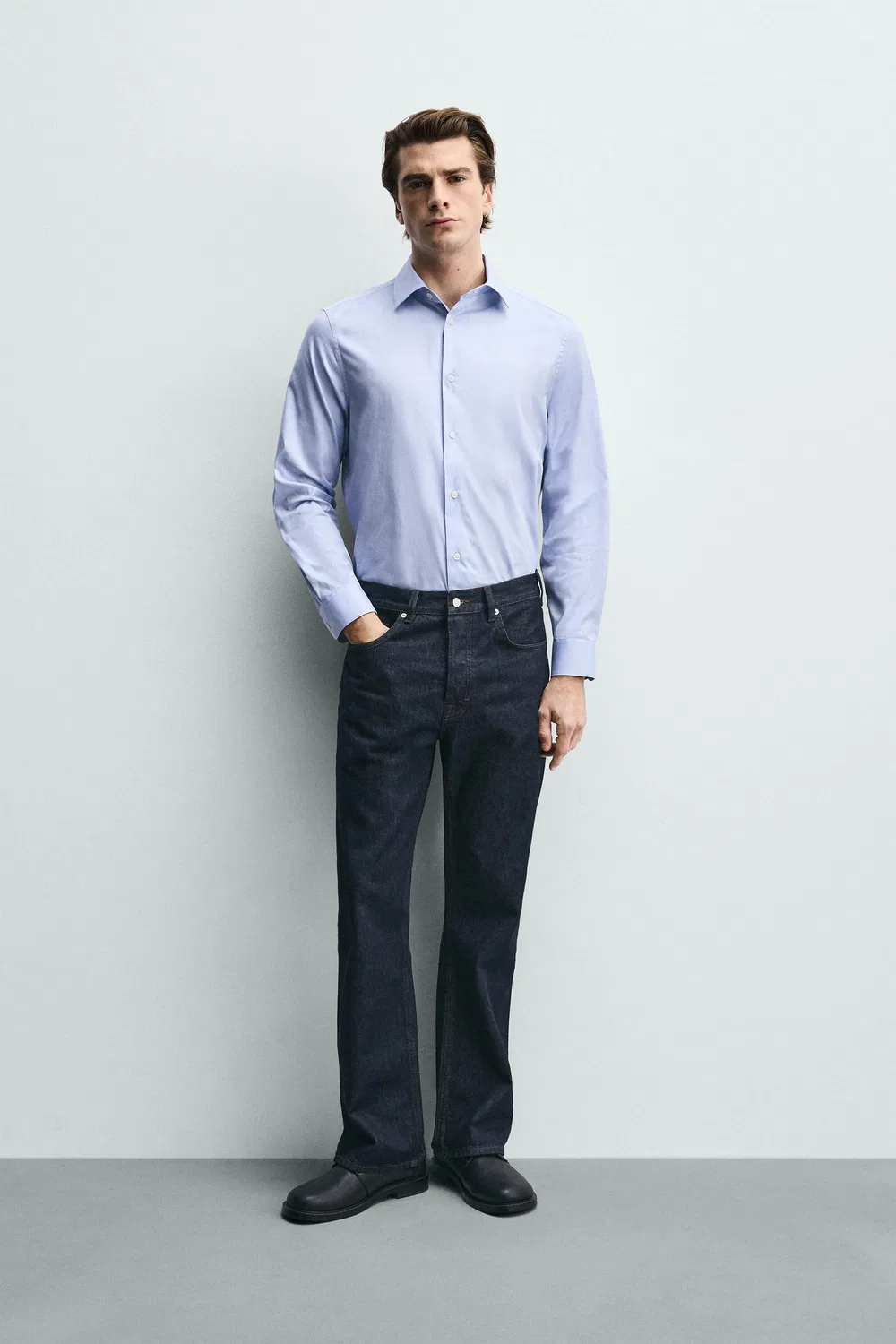 Рубашка стандартного кроя ZARA, Sky Blue
