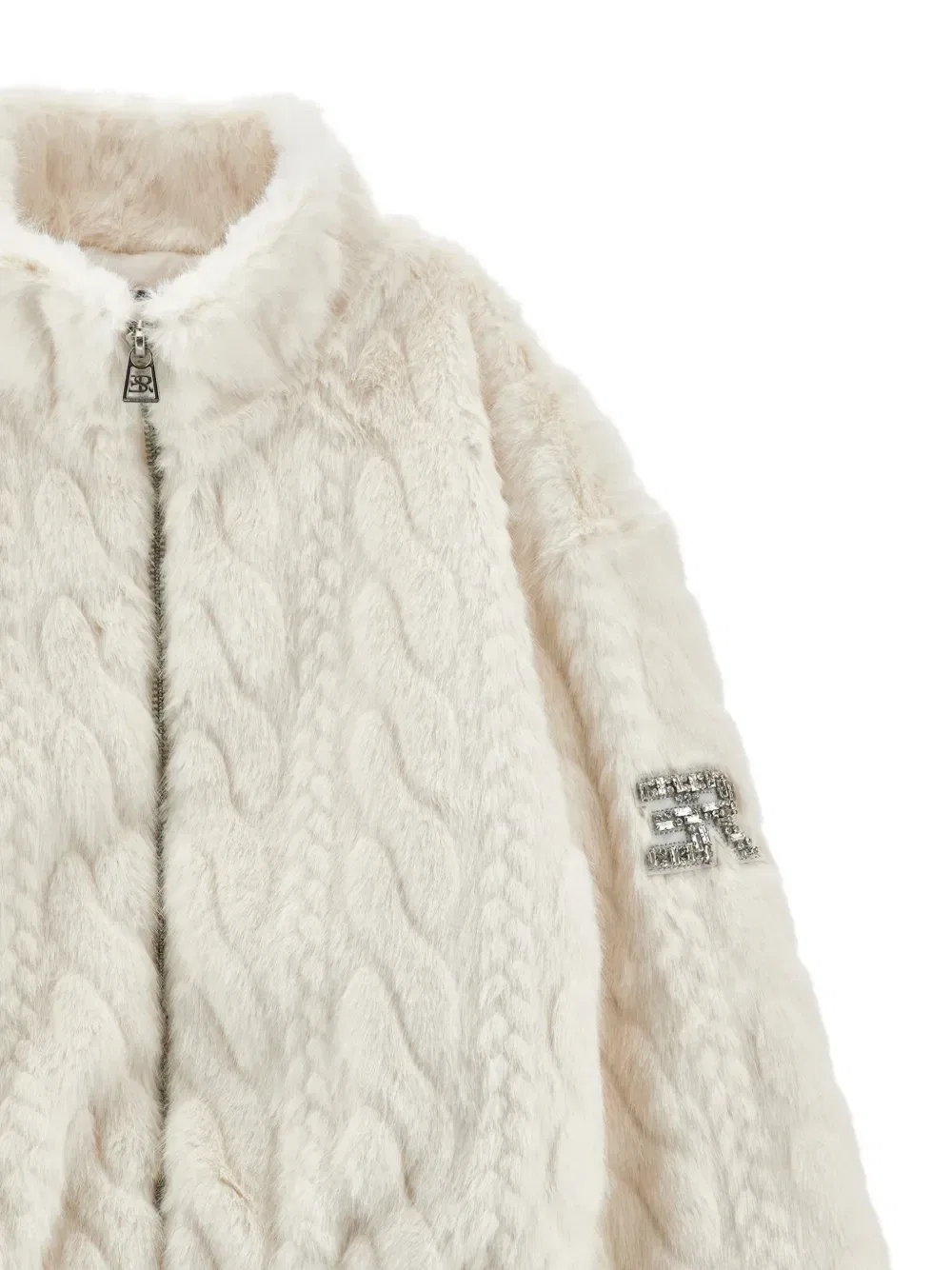 Вязаная косичкой куртка Ermanno Scervino Junior, бежевый — фото 3