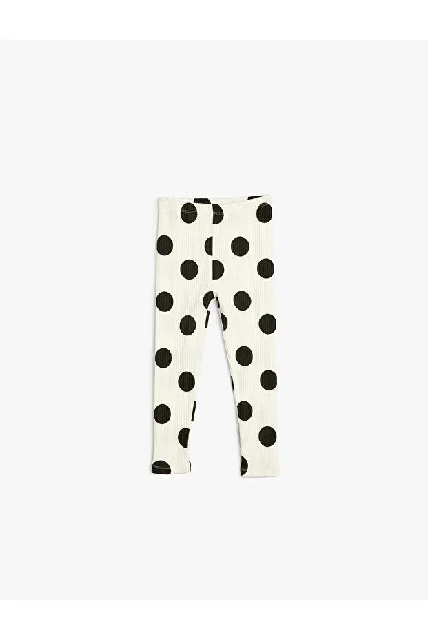 Детские леггинсы для девочек хлопковые Polka Dot Leggings Elastic Waist Camisole Cotton Koton, Ecru Patterned