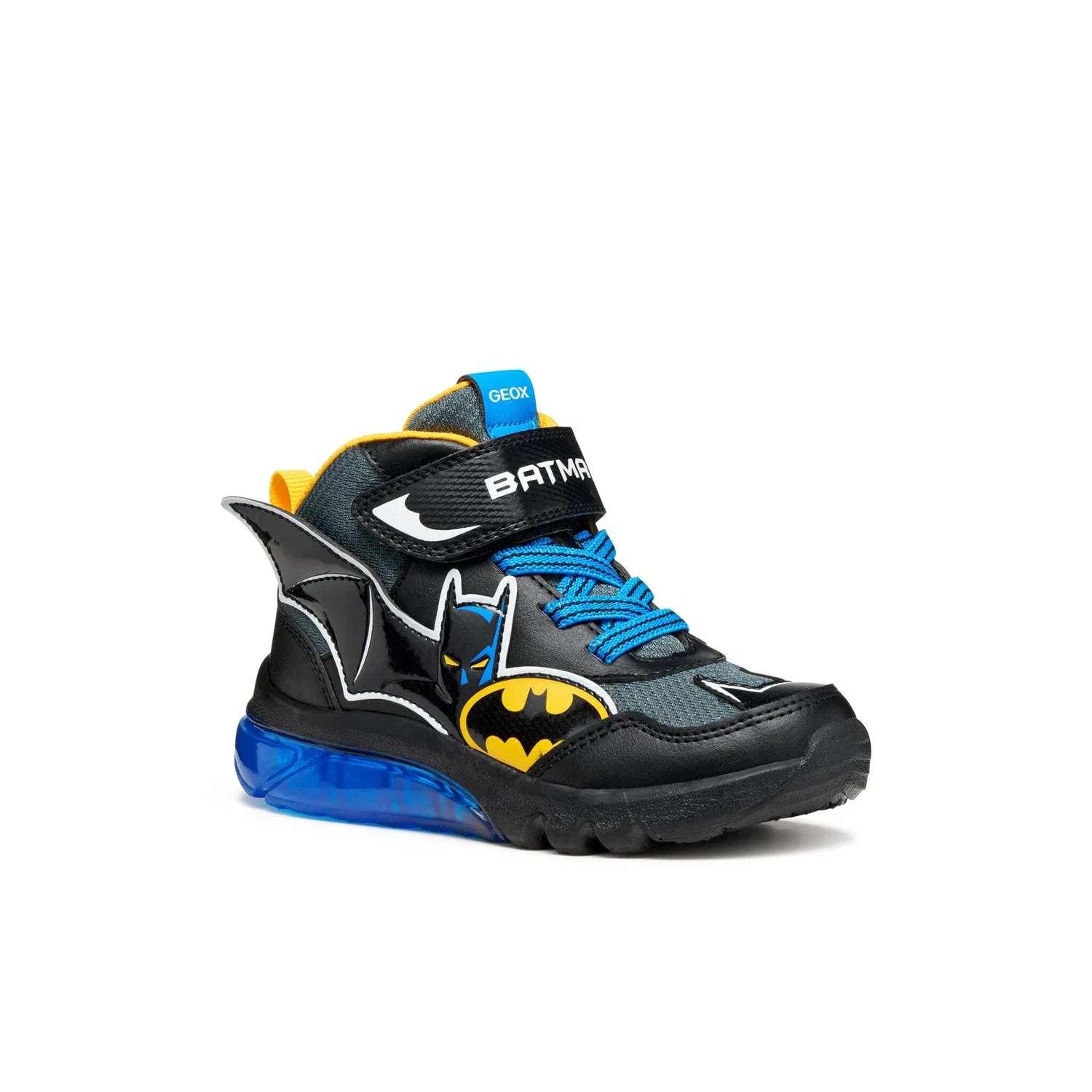 Детские кроссовки-ботинки с подсветкой Batman Geox, Black/Yellow