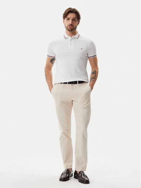 Поло slim fit Tipped Tommy Hilfiger, белый — фото 2