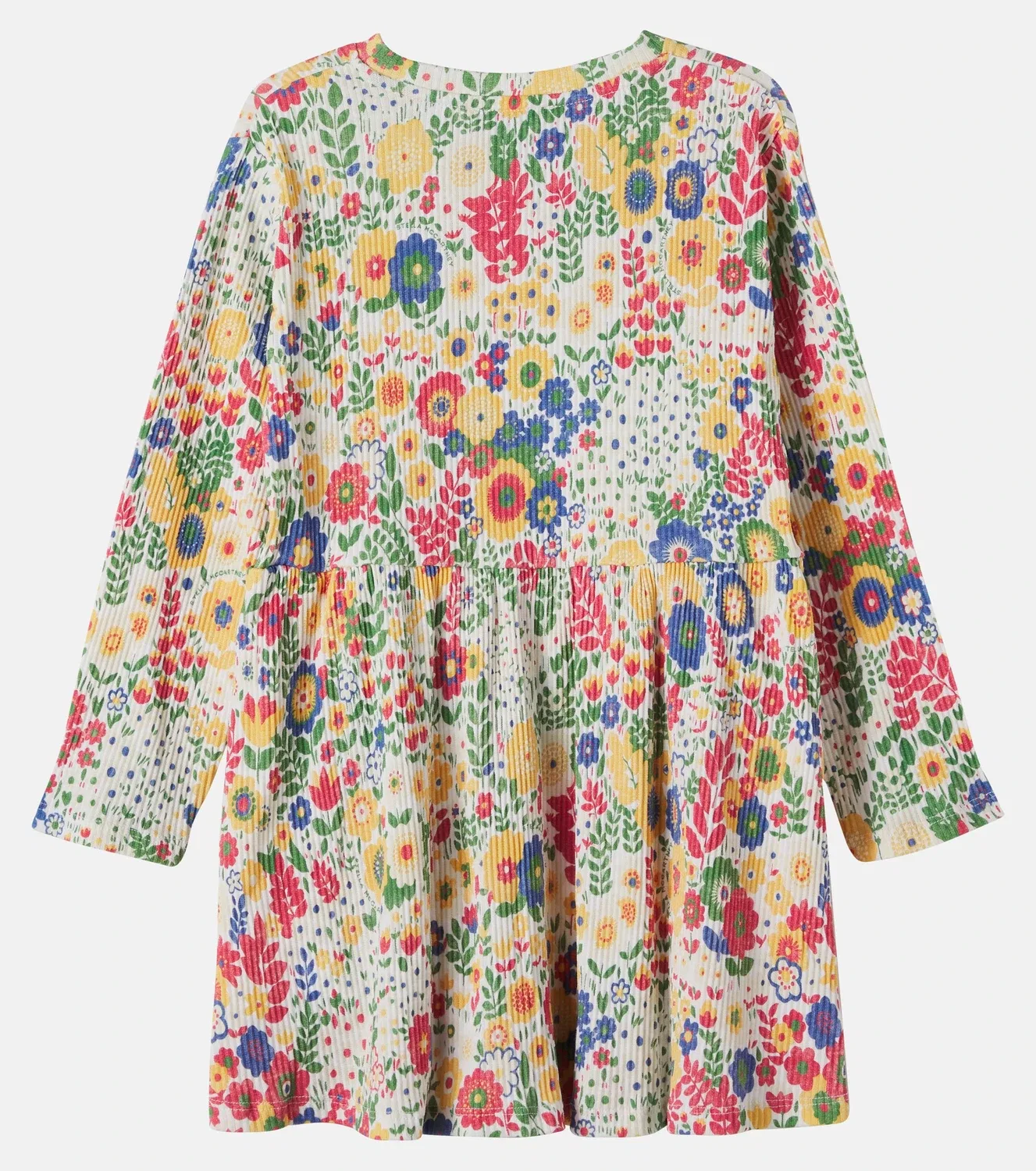 Трикотажное хлопковое платье в рубчик с цветочным рисунком Stella McCartney Kids, черный — фото 3