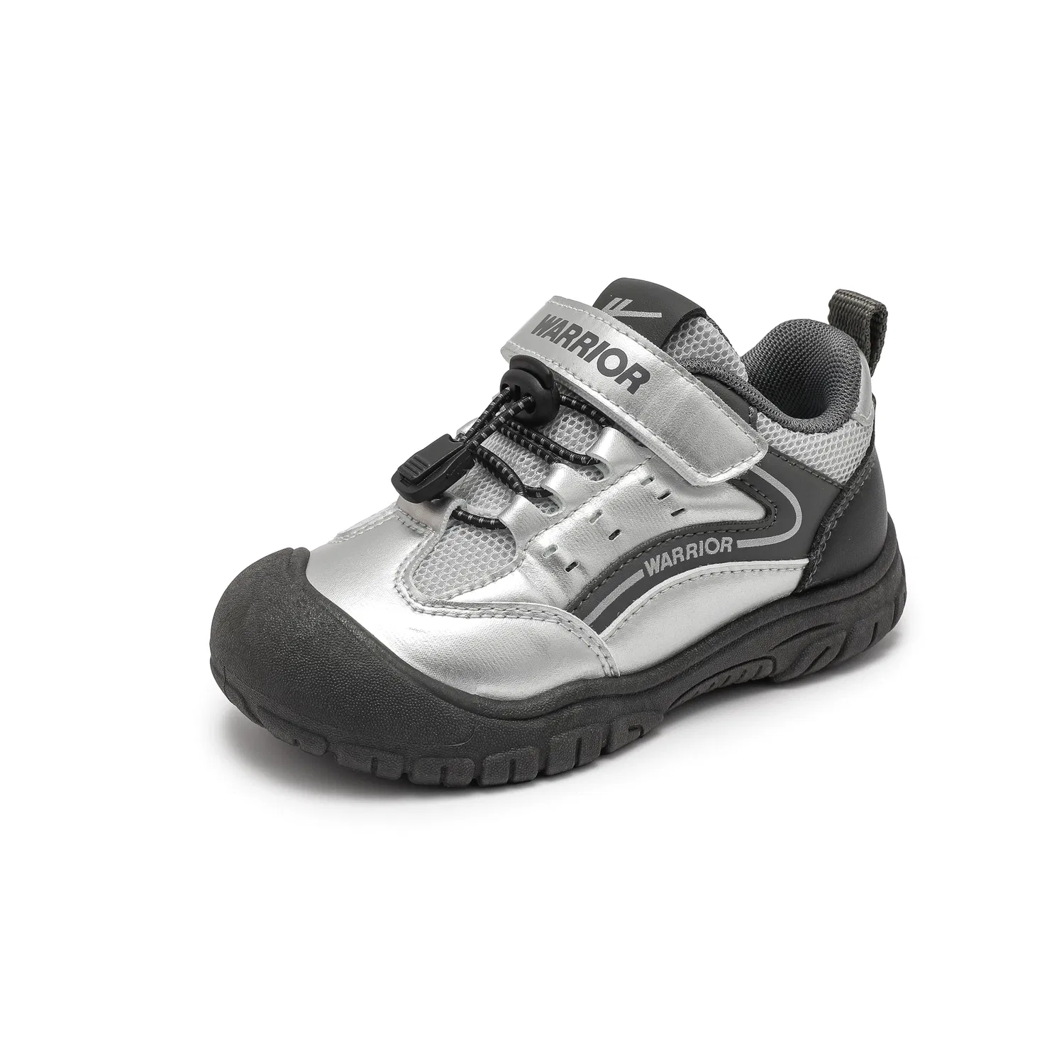 Детские кроссовки для мальчиков из дышащей сетки Silver Gray Dark Gray Black WARRIOR