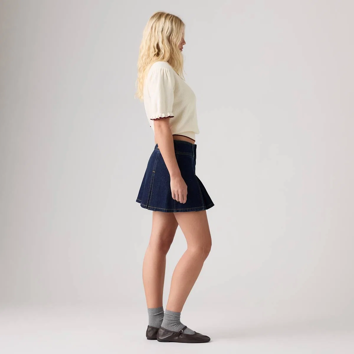 Мини-Юбка с обратными складками Levi's, Shaded View - Dark Wash — фото 4