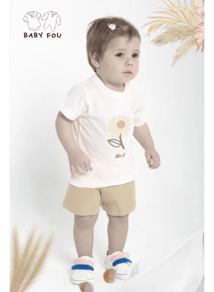 Комплект футболка и шорты с принтом ромашек Baby Fou — фото 2