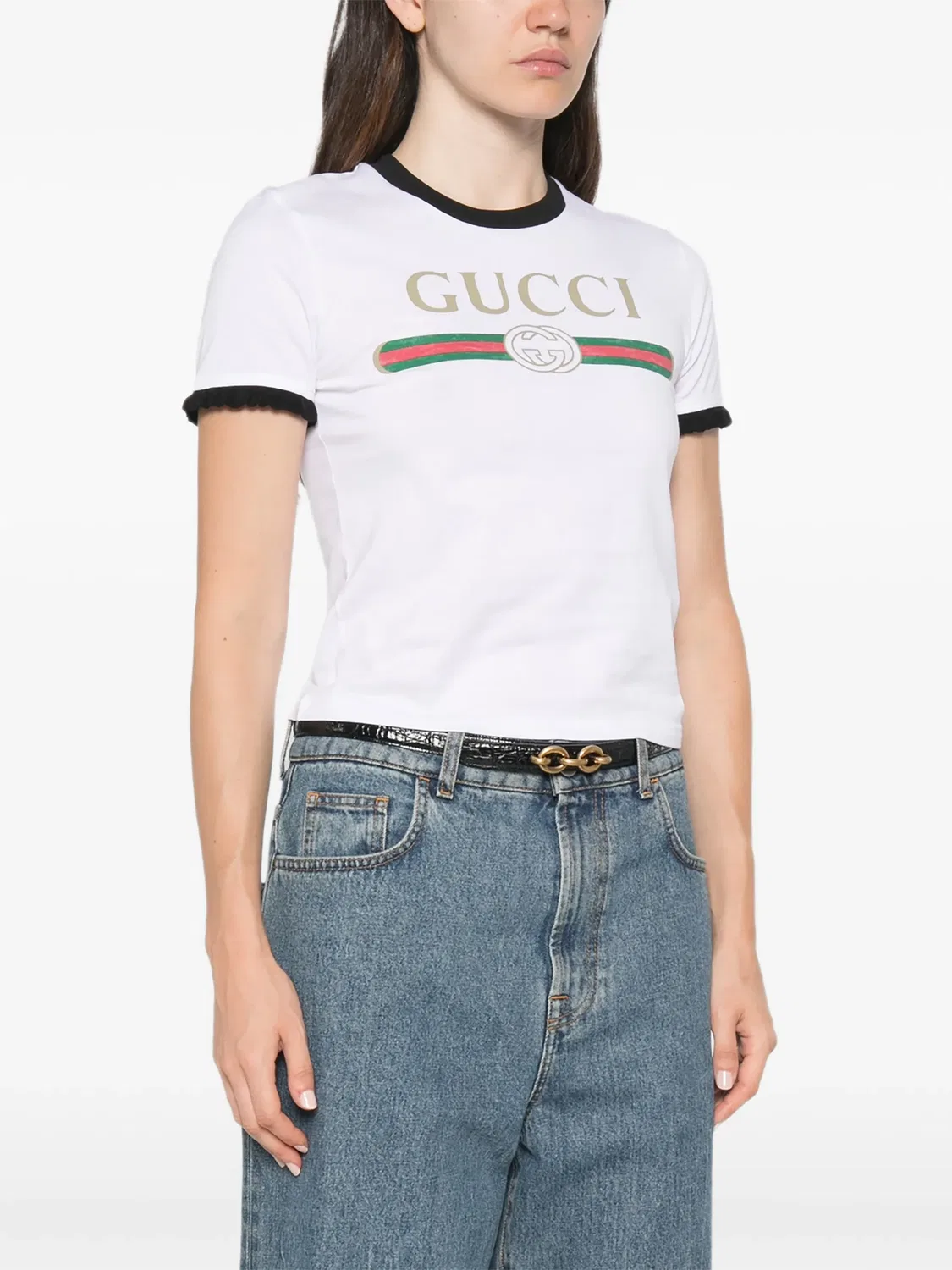 Футболка из хлопкового джерси с принтом Gucci, белый — фото 4