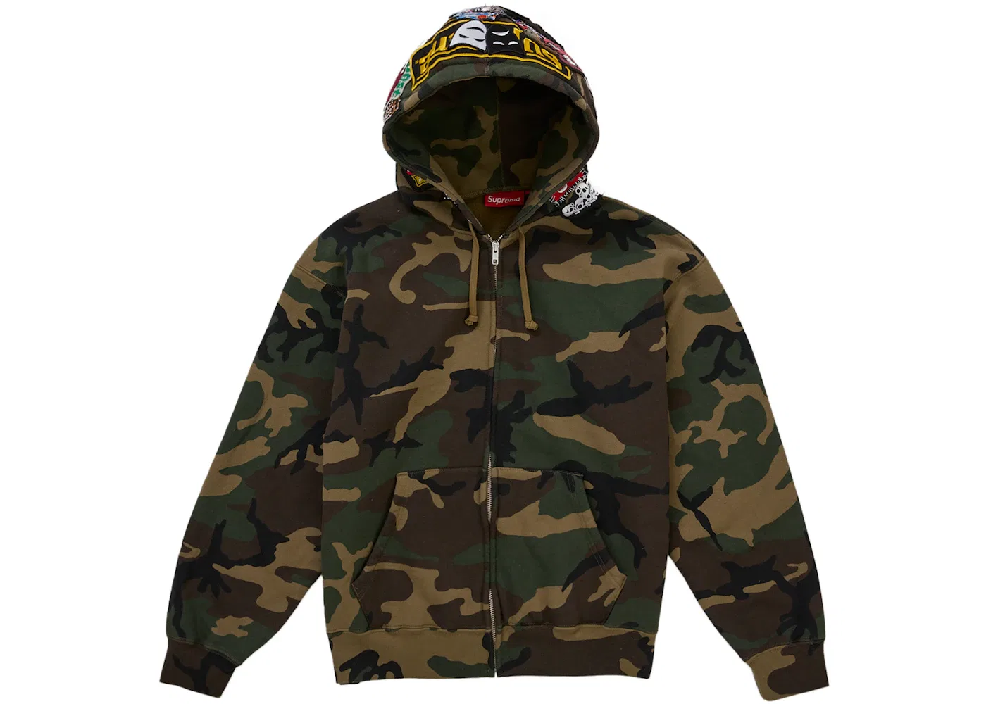 Мужская толстовка на молнии с капюшоном с патчами Supreme, цвет Woodland Camo