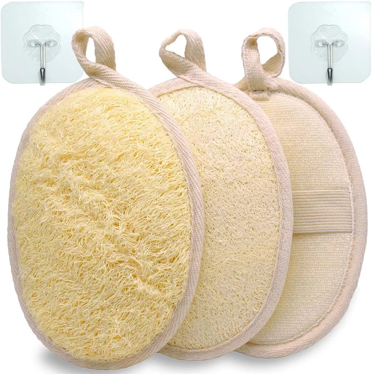 Мочалка из люфы, TEXNINC, 3 шт, 68 г, Beige