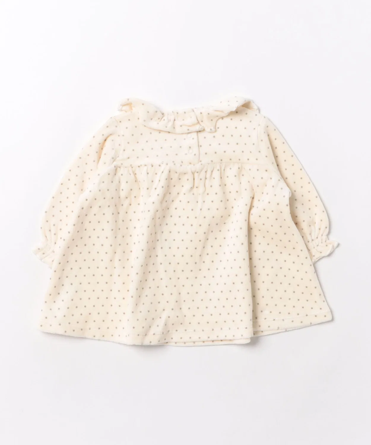 Детское платье из велюра с длинным рукавом Polka Dot B.I.D., Natural — фото 2