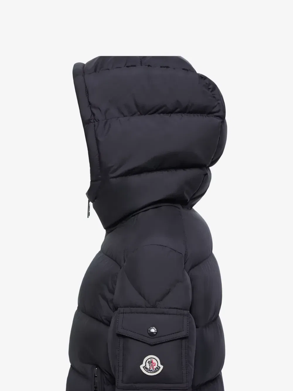 Стеганое пальто с капюшоном Moncler Enfant, черный — фото 3