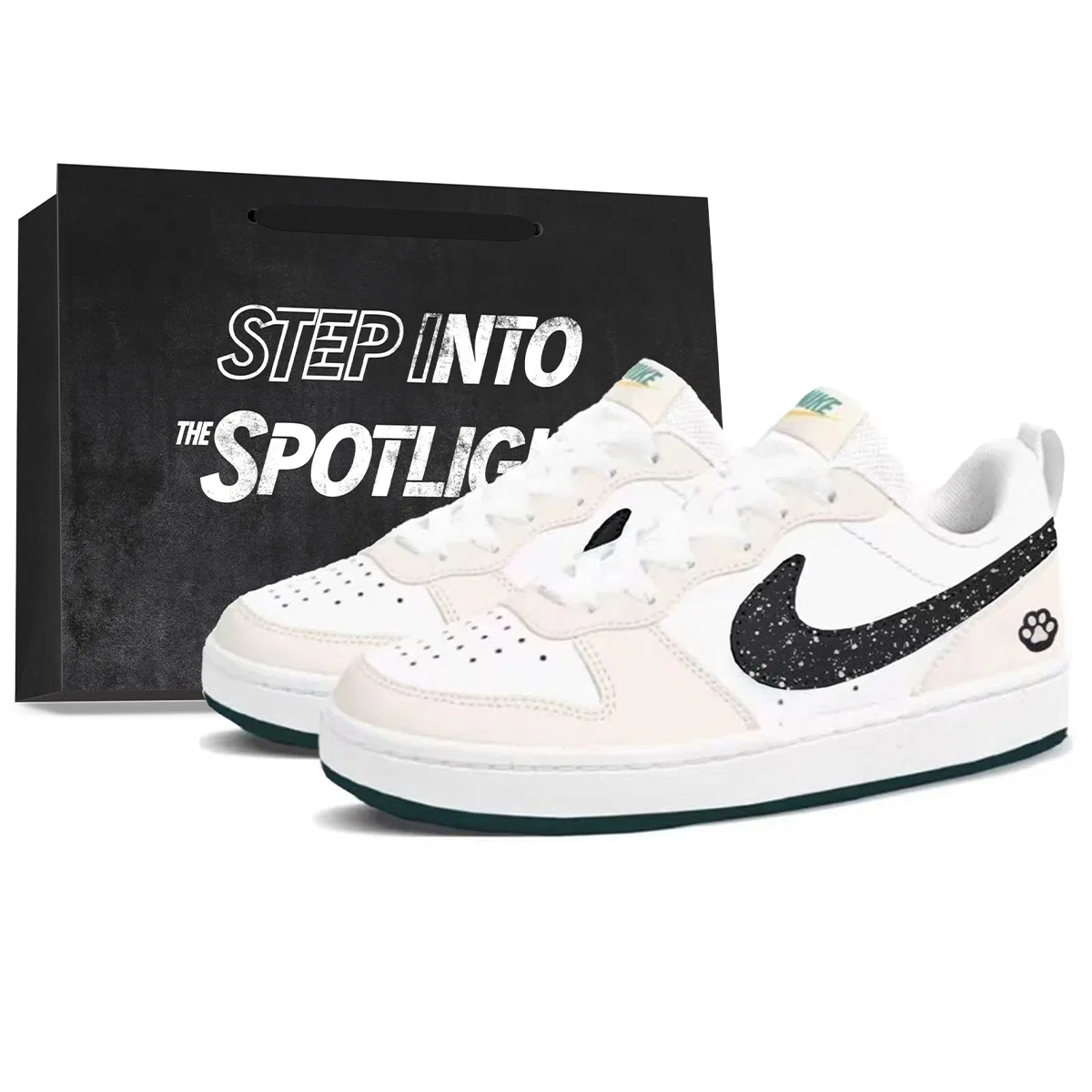 Детские кроссовки для скейтбординга с принтом кошачьих лап Nike Court Borough 2, Beige