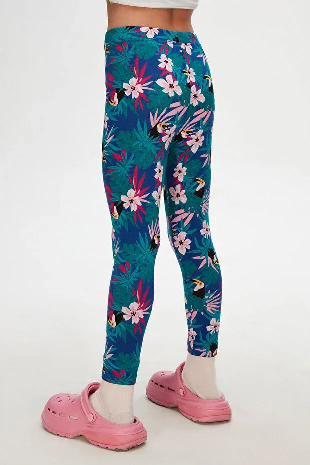 Детские леггинсы для девочек с принтом Tropical parrot Lovetti, Patterned — фото 4