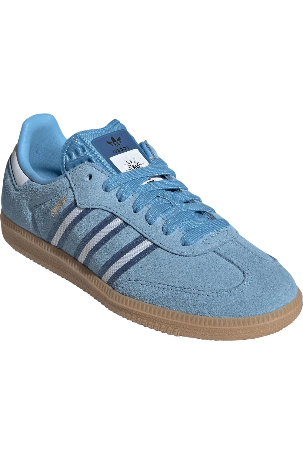 Детские кроссовки футбольные Samba от adidas, светло-голубой/синий/белый