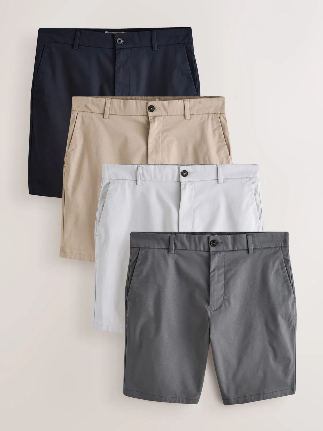 Шорты чинос, 4 пары, Slim Fit Next, Navy/Stone/Light Grey/Charcoal