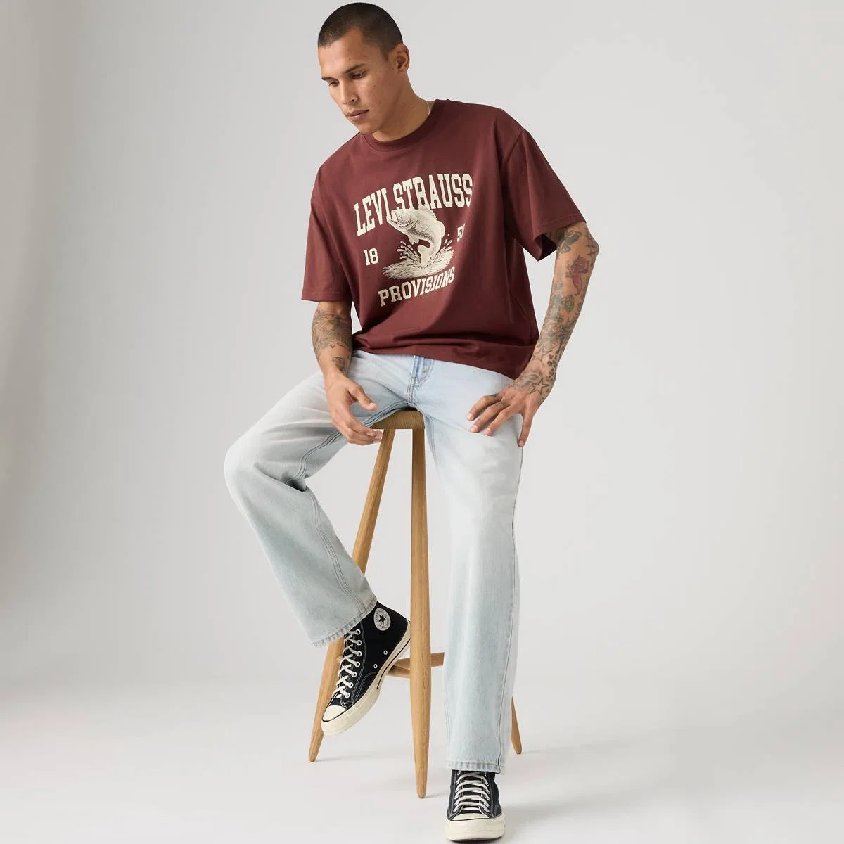 Футболка свободного кроя с графическим принтом Levi's, Provisions Tawny Port - Red — фото 2