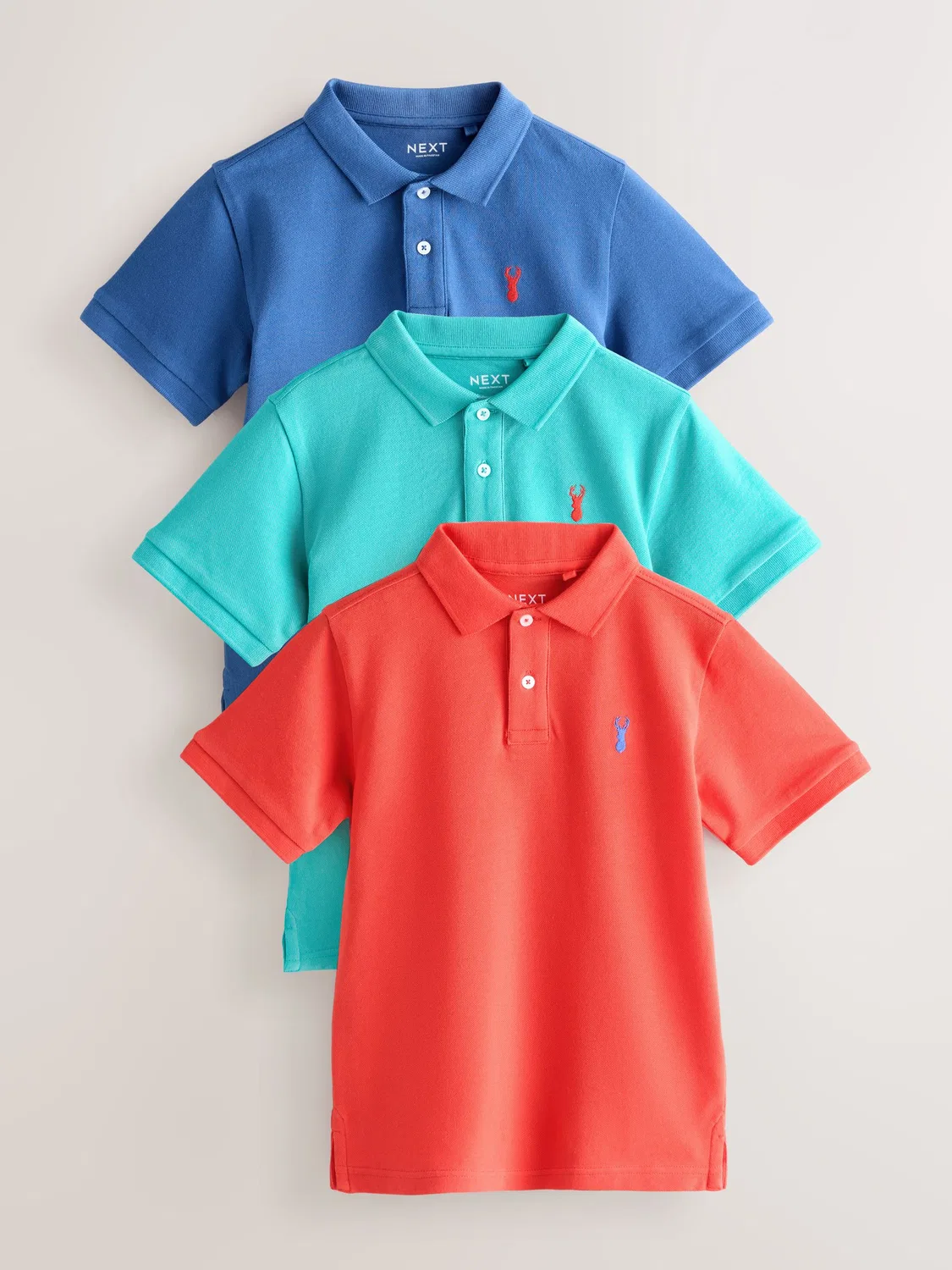 Набор из 3 поло, Coral/Aqua/Navy Next