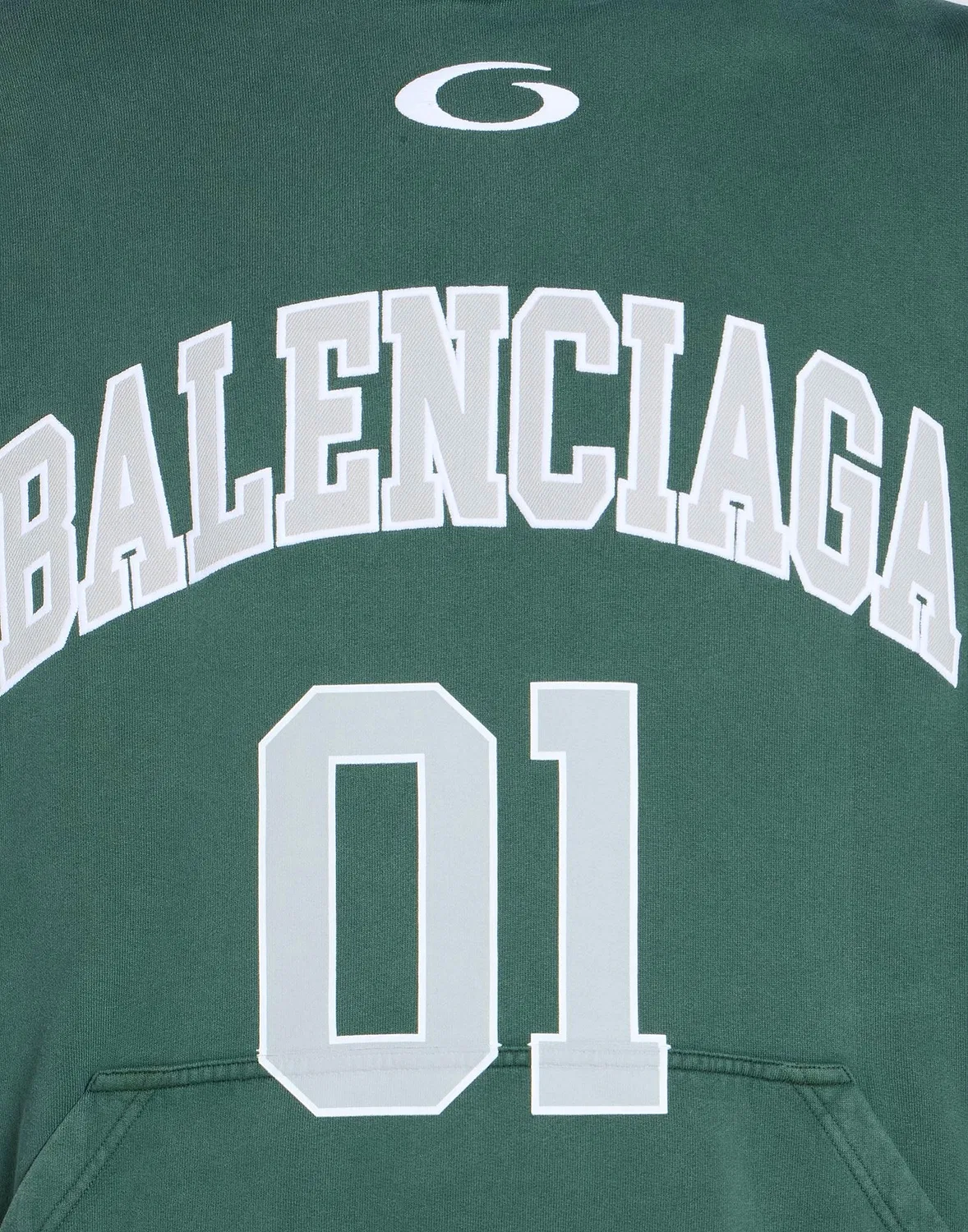 Мужской свитшот из французского терье с капюшоном Balenciaga, зеленый — фото 4