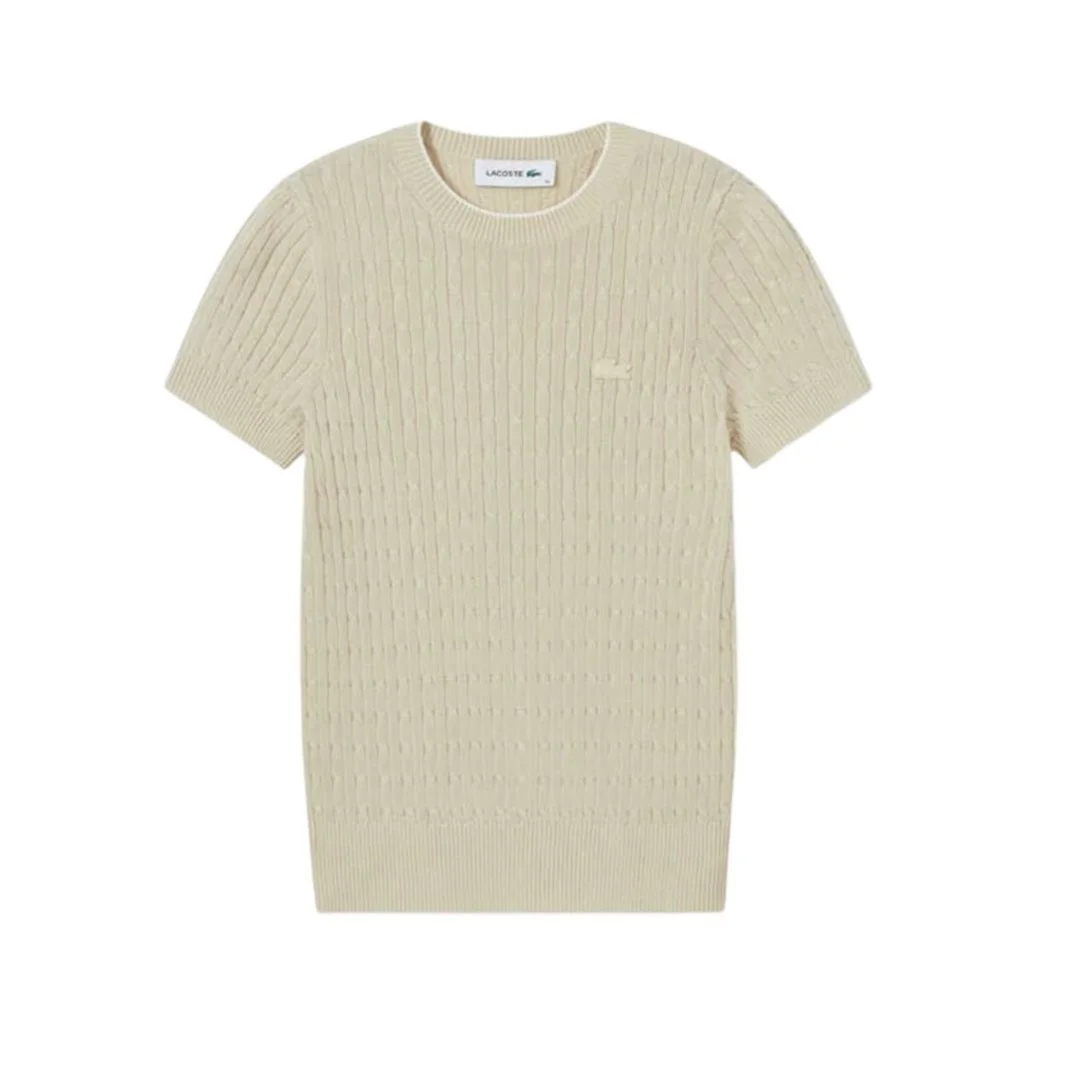 Свитер вязаный LACOSTE, Beige Yellow, круглый вырез — фото 4