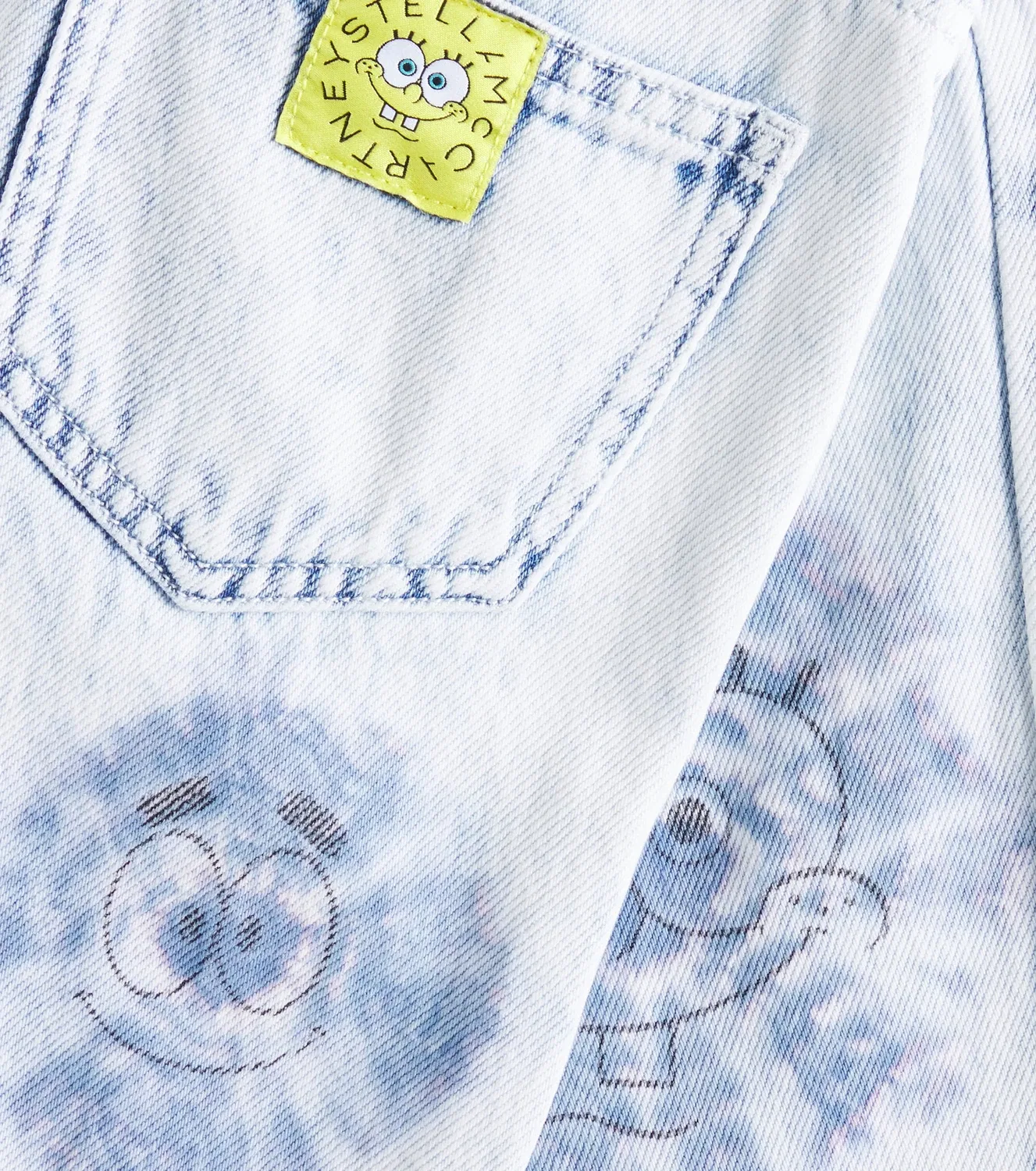 Прямые джинсы с принтом Губка Боб Stella Mccartney Kids, синий — фото 2