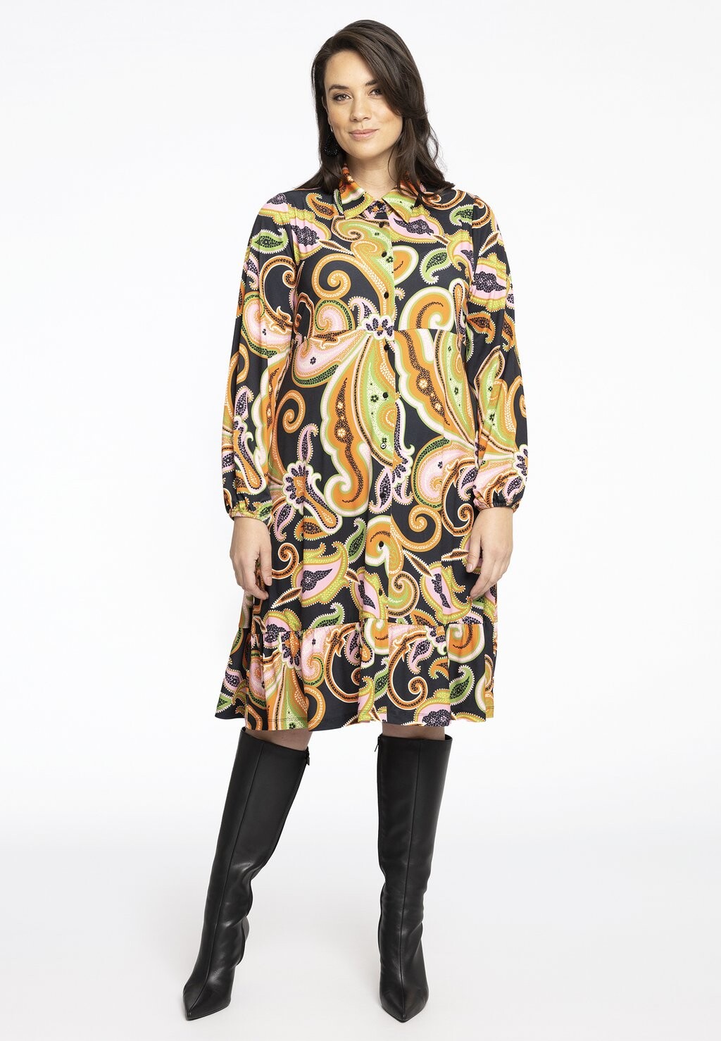 

Платье-рубашка LONG SLEEVE PAISLEY PRINT Yoek, черный