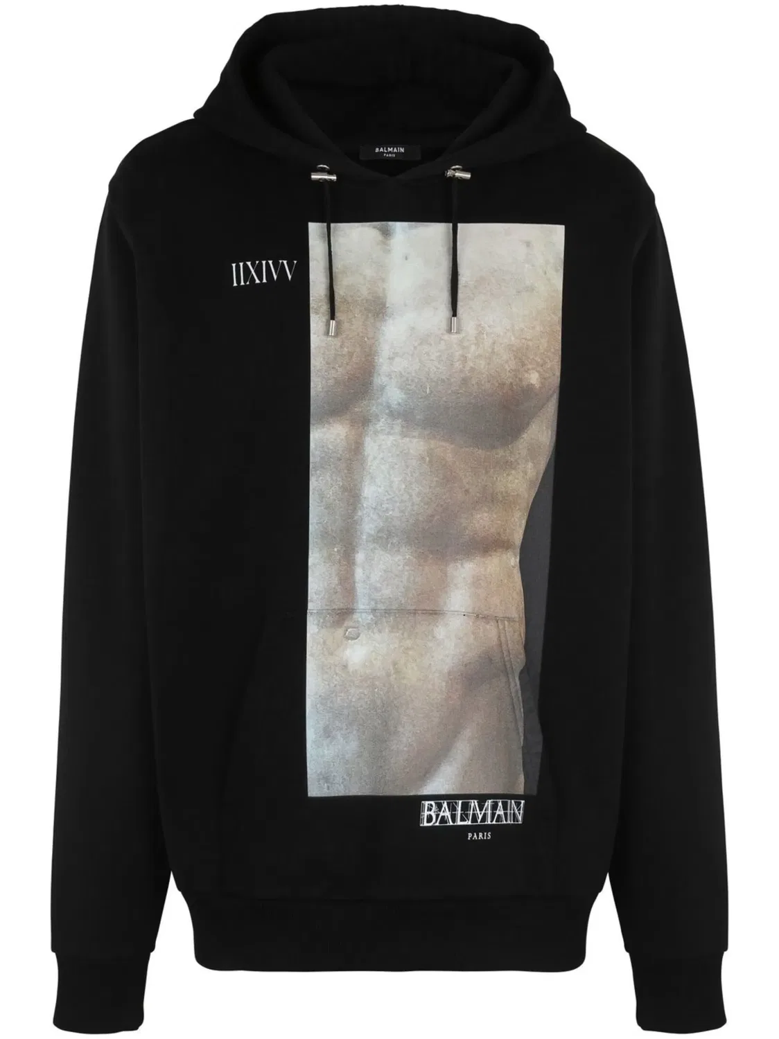 Худи с графическим принтом Balmain, черный