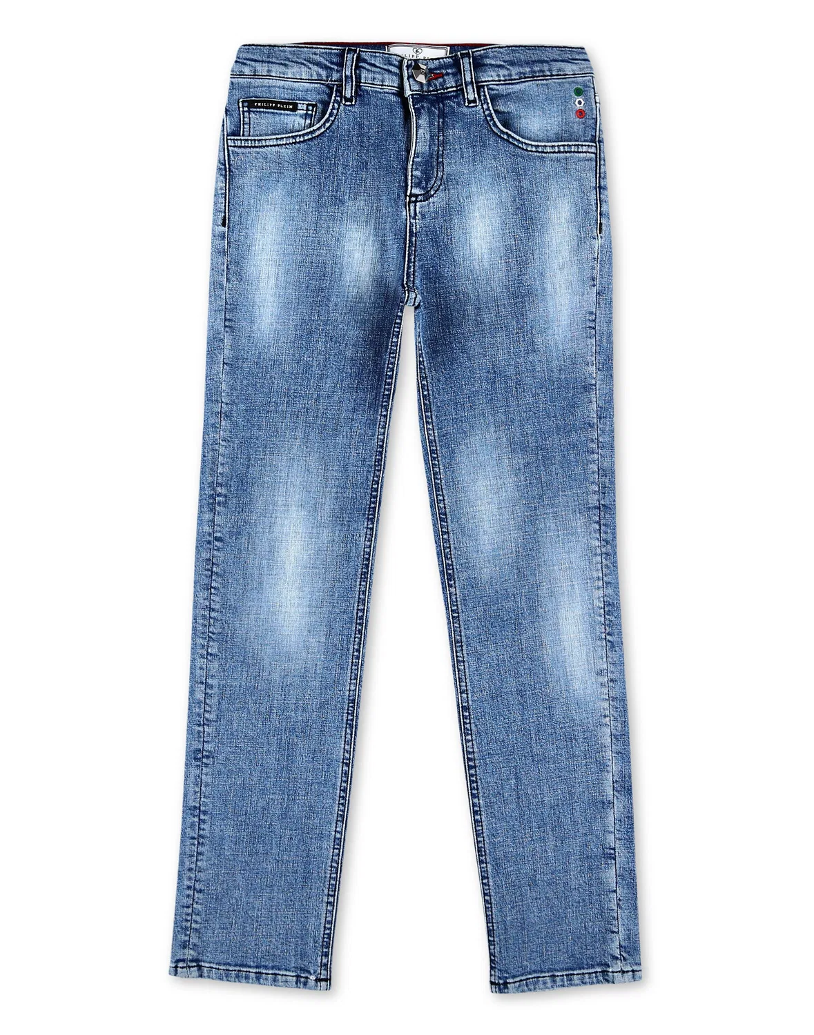 Детские джинсы прямого кроя с логотипом Iconic Plein PHILIPP PLEIN, Jungle