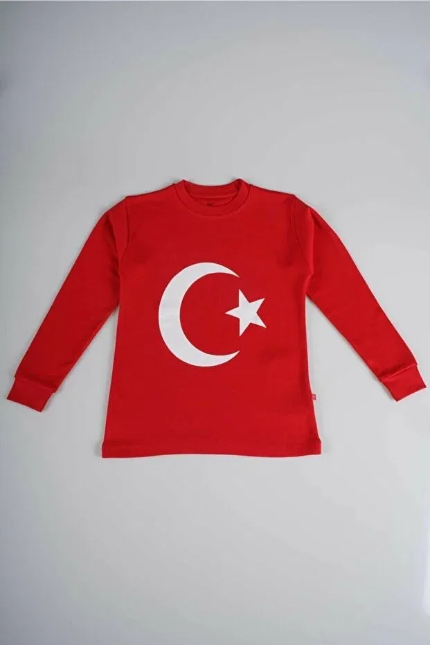 Детское хлопковое платье-футболка с принтом Long sleeve flag printed t-shirt Generic Brands, Red