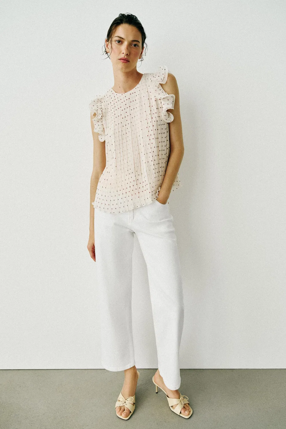 Джинсы Z1975 прямые с высокой талией ZARA, White