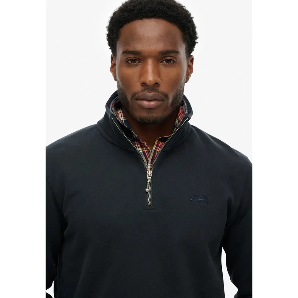 Свитшот полушерстяной Superdry Essential Logo half zip, синий — фото 3
