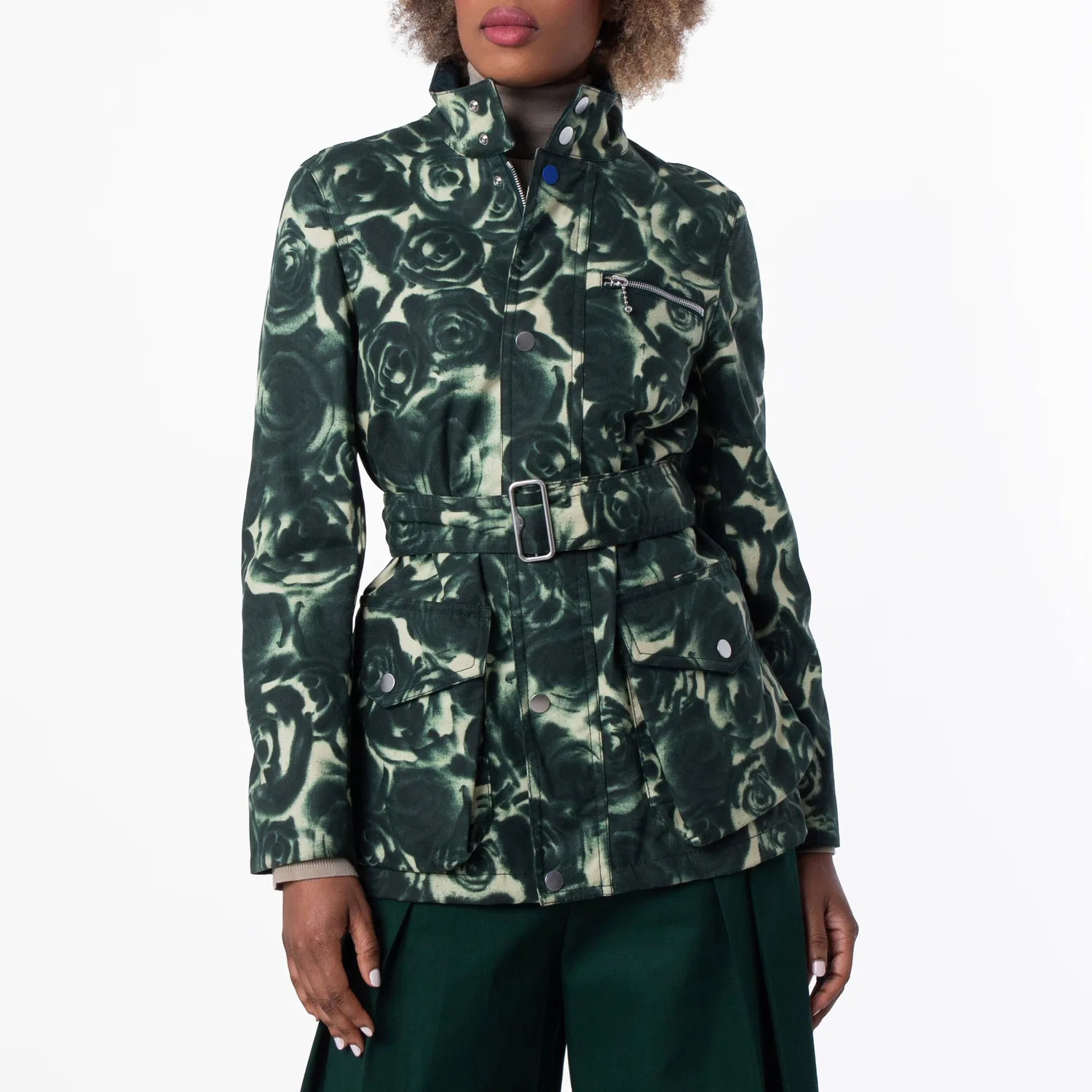 Пальто из вощеного хлопка с длинным рукавом Rose Burberry, Ivy Ip Pattern
