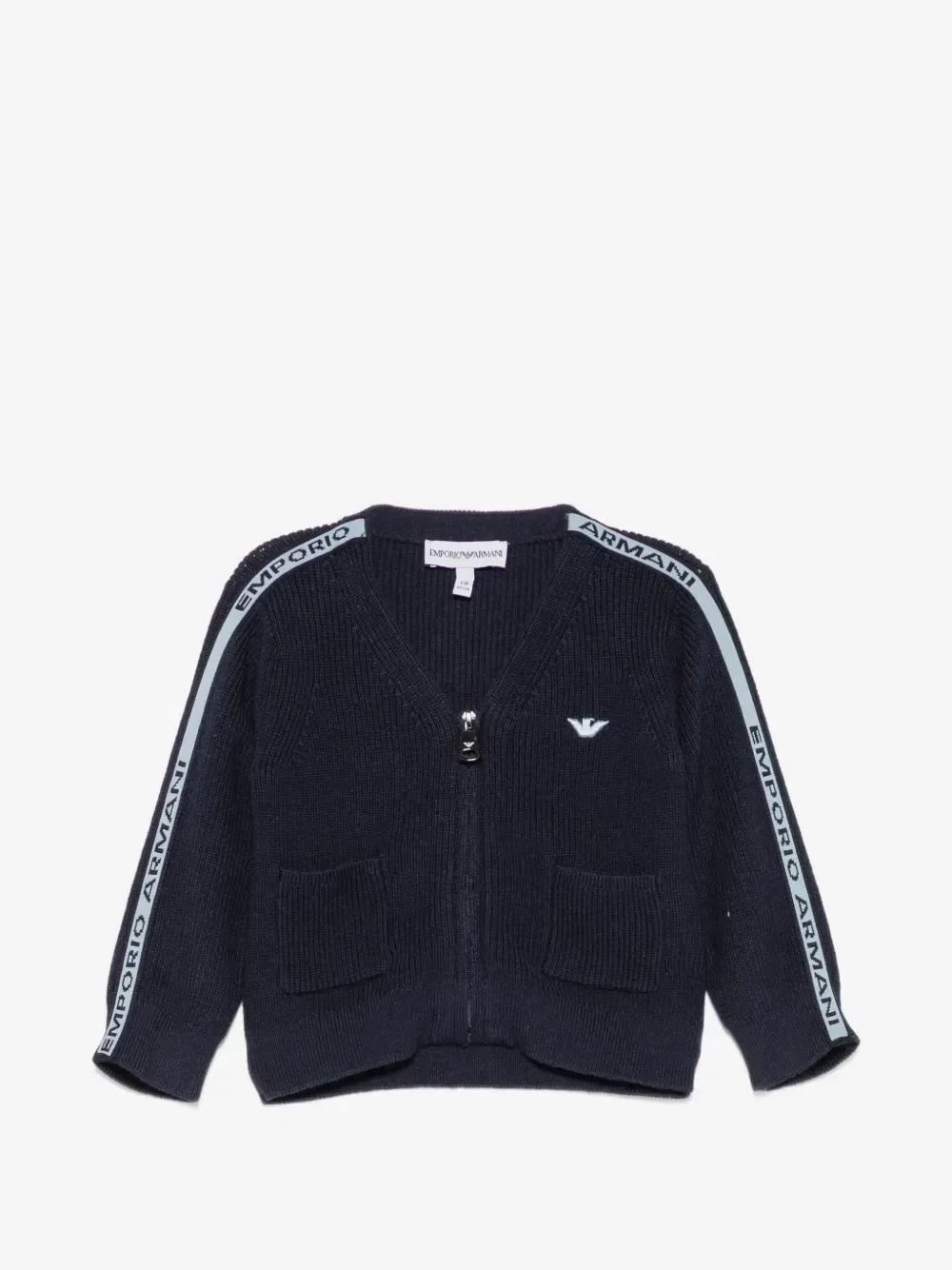 Кардиган на молнии с деталью в виде логотипа Emporio Armani Kids, синий