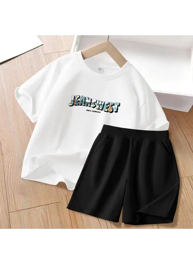 Jeanswest Комплект детский хлопковый с коротким рукавом и шортами, белый — фото 2