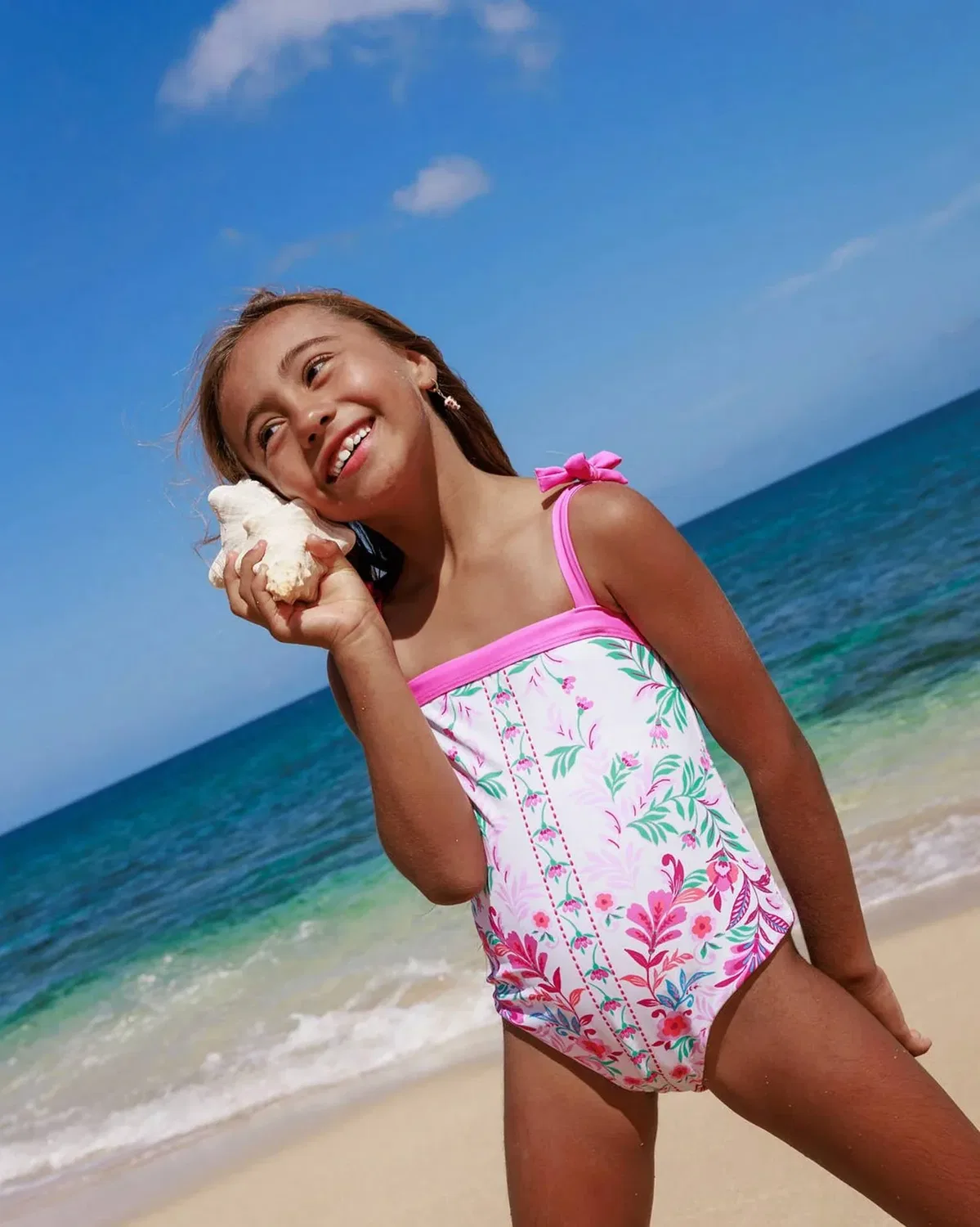 Детский слитный купальник с цветочным принтом Shelly One-Piece Swimsuit feather 4 arrow, Seabreeze
