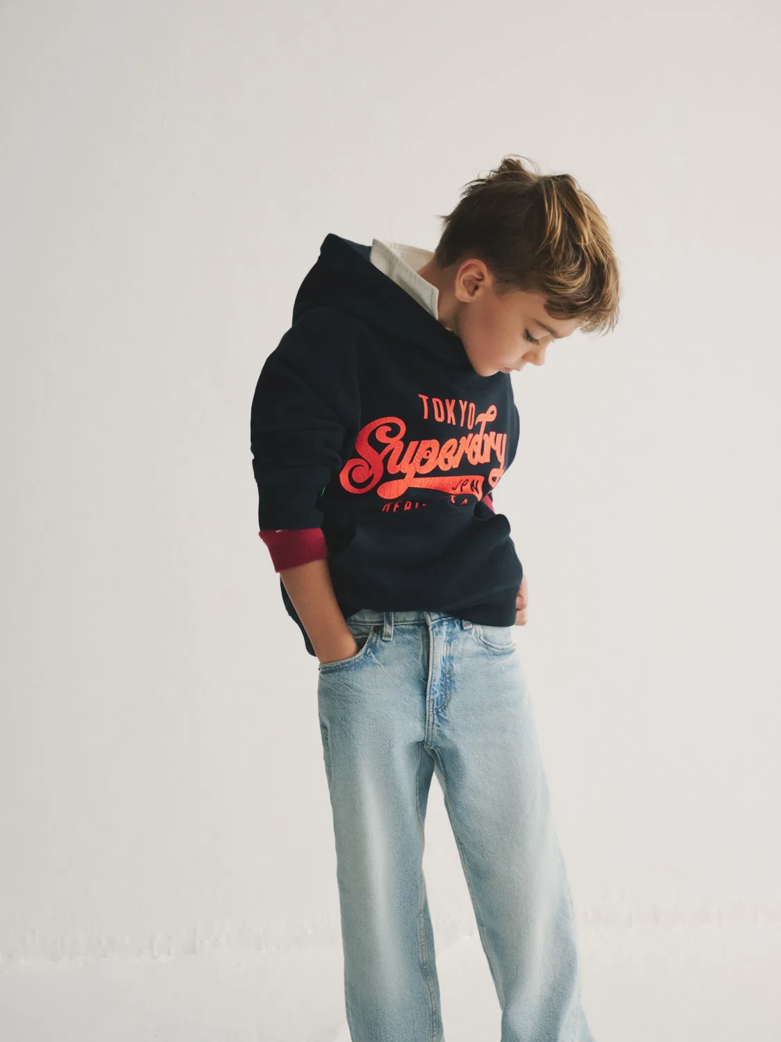 Худи Superdry Navy Logo Hoodie, синий — фото 2