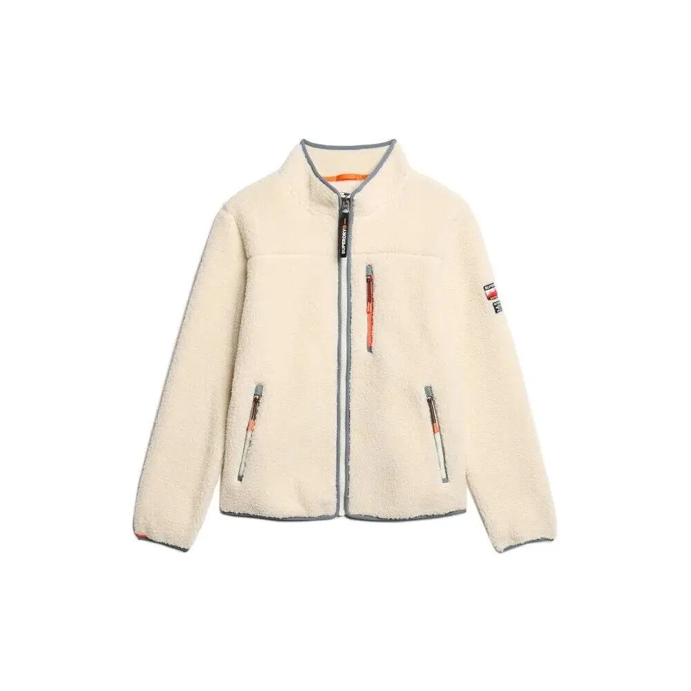 Женское флисовое худи с молнией Outdoor Superdry, Beige / Baumwollweiß / Weiss
