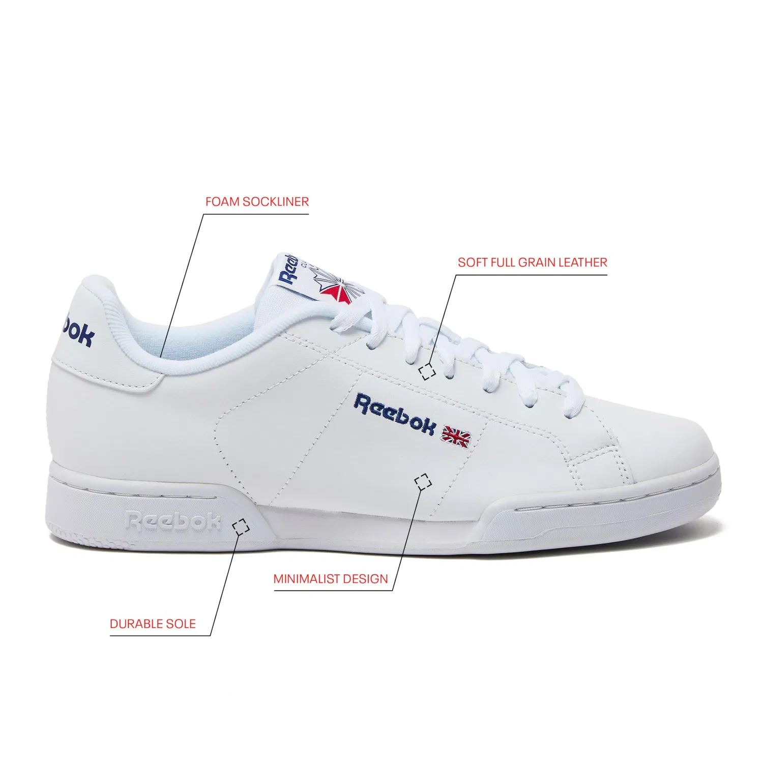 Детские кроссовки для мальчиков с принтом Npc II Reebok, White Wht — фото 2