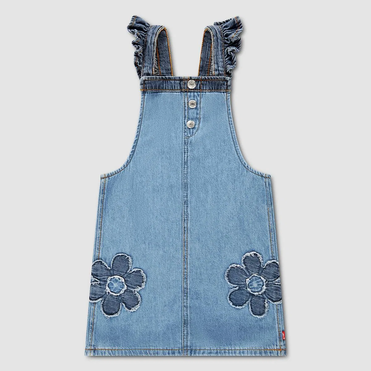 Комбинезон с цветочным принтом и карманами для девочек 2-4 лет Levi's, Clean Getaway - Medium Wash — фото 3