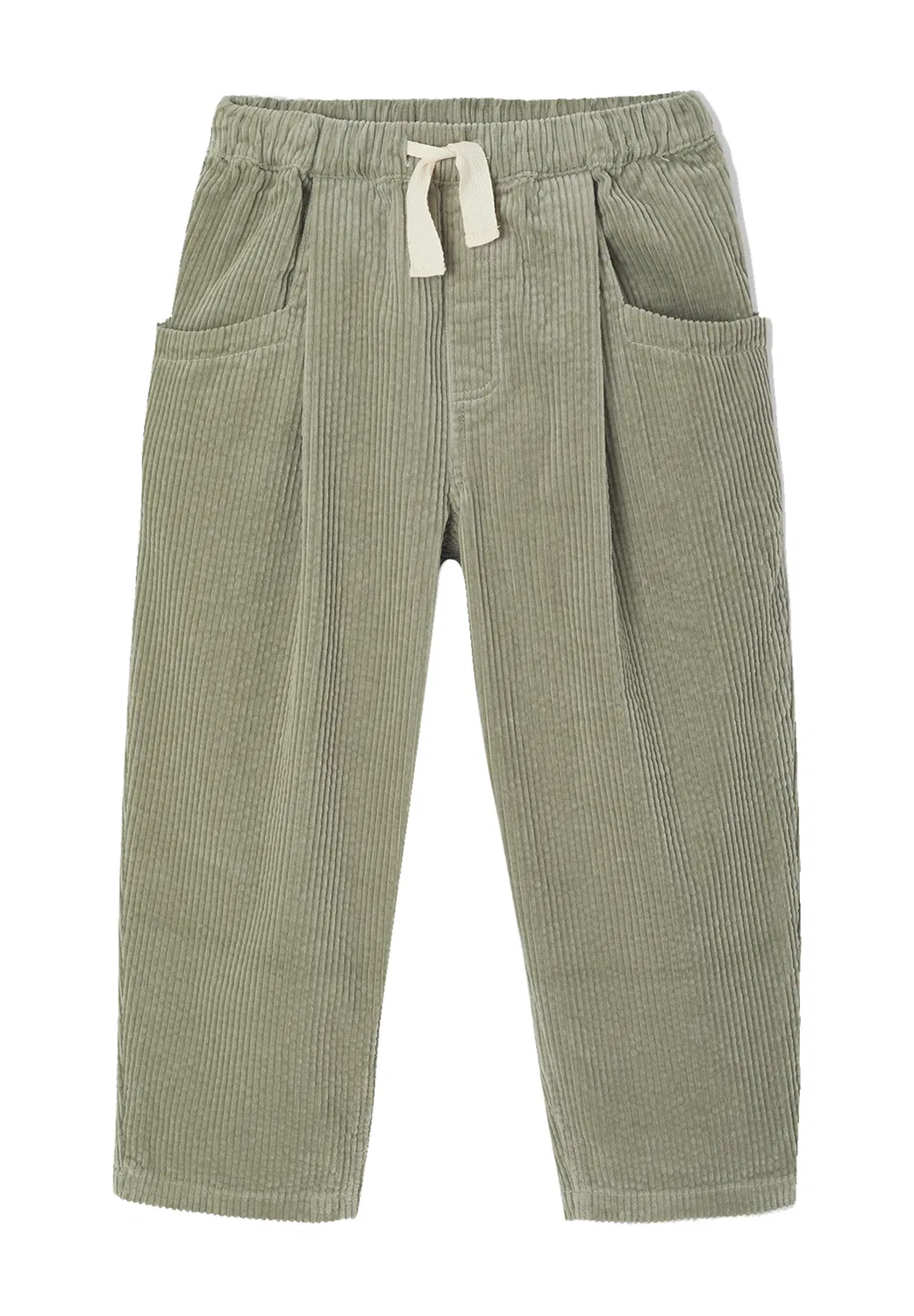 Weite cordhose mädchen, мешковатый вид - спортивные штаны Vertbaudet, Graugrün