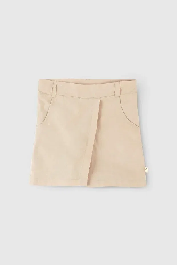 Детские шорты-юбка для девочек хлопковые Organic Little Gusto, Beige — фото 2