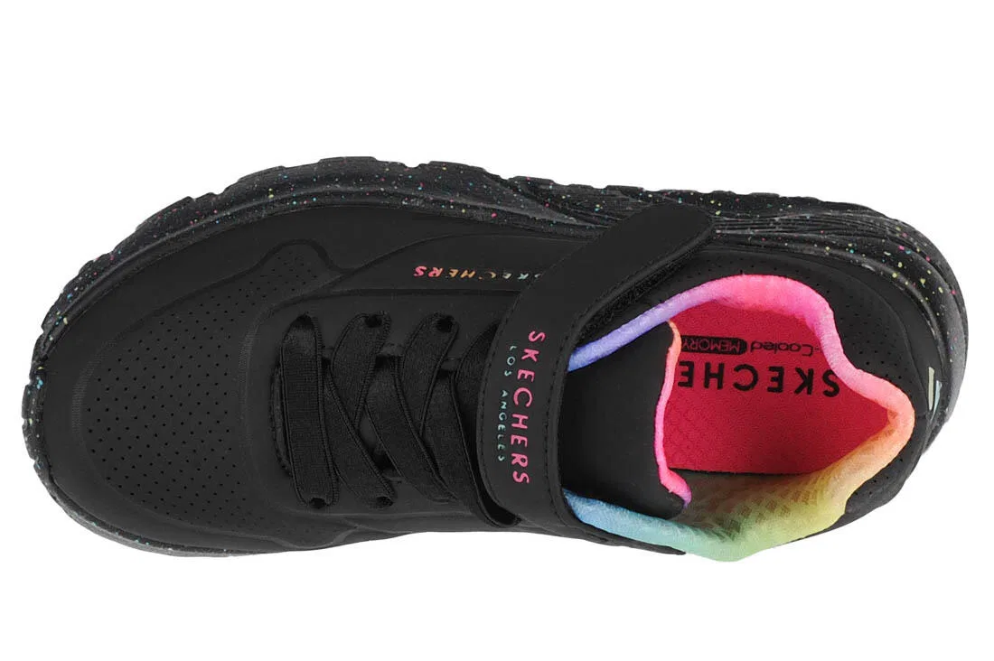 Детские кроссовки для девочек с принтом Uno Lite Rainbow Specks Skechers, Schwarz — фото 3