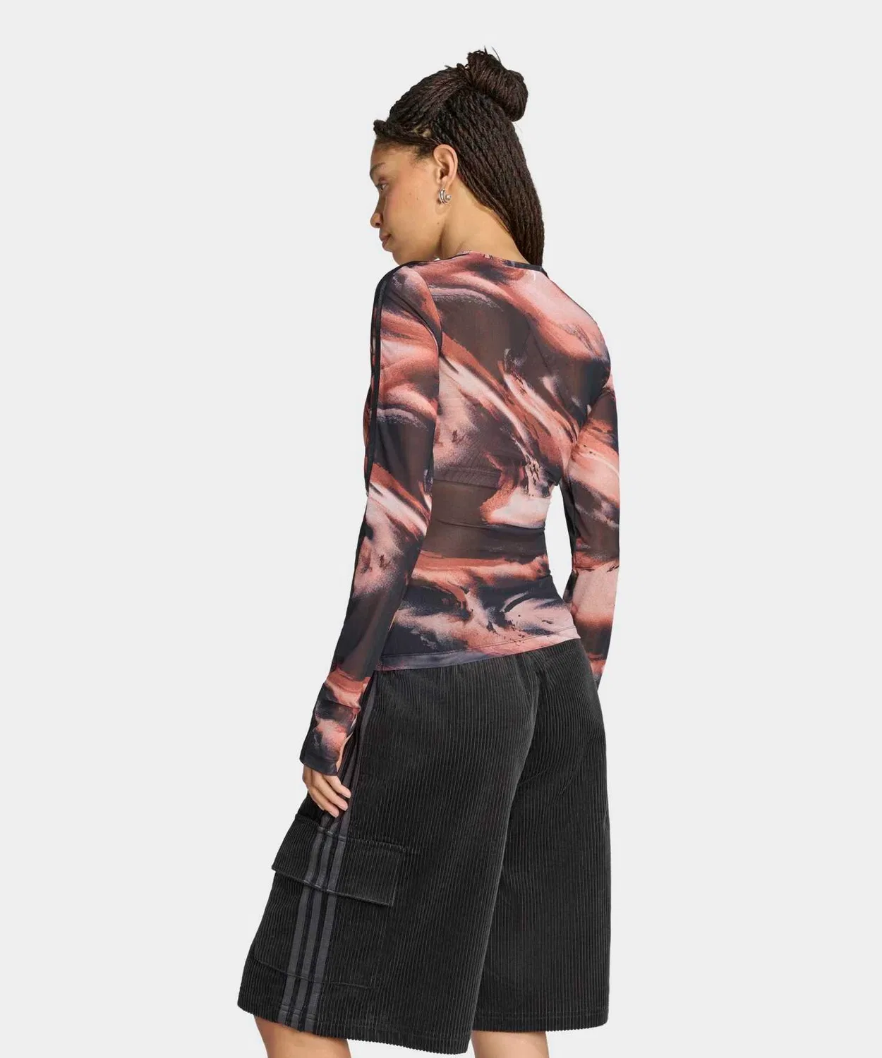 Женская футболка с длинным рукавомс принтом Adidas Originals, Red — фото 2