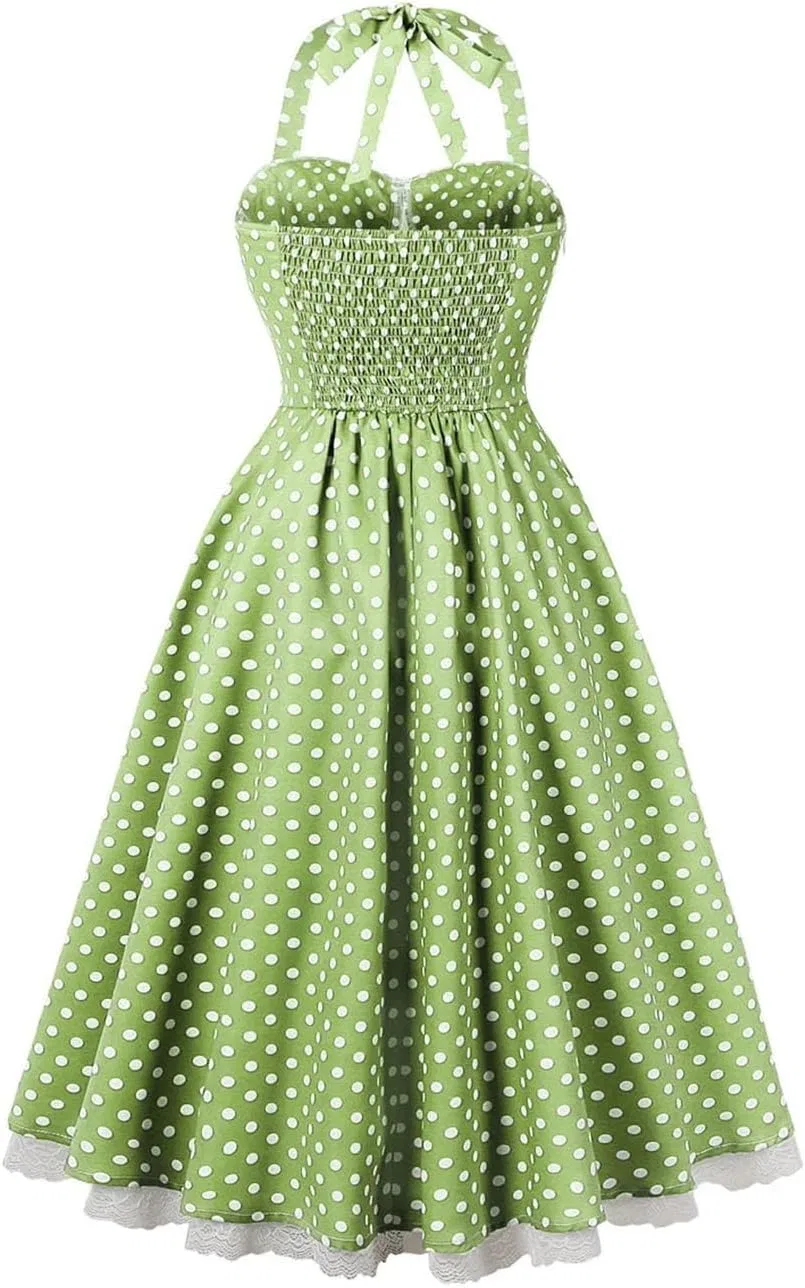 Женское платье с горошком в стиле ретро, Backless Bow Front, Lavender — фото 2