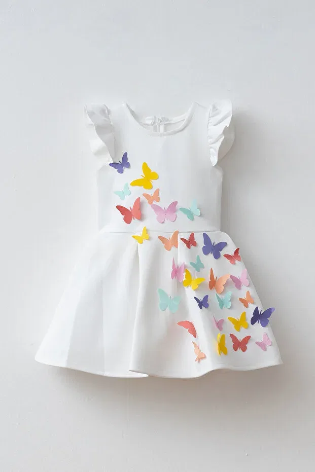 Детское платье для девочек с принтом 3D Butterfly Special Occasion Evening Dress Koza Ketbaby, White — фото 2