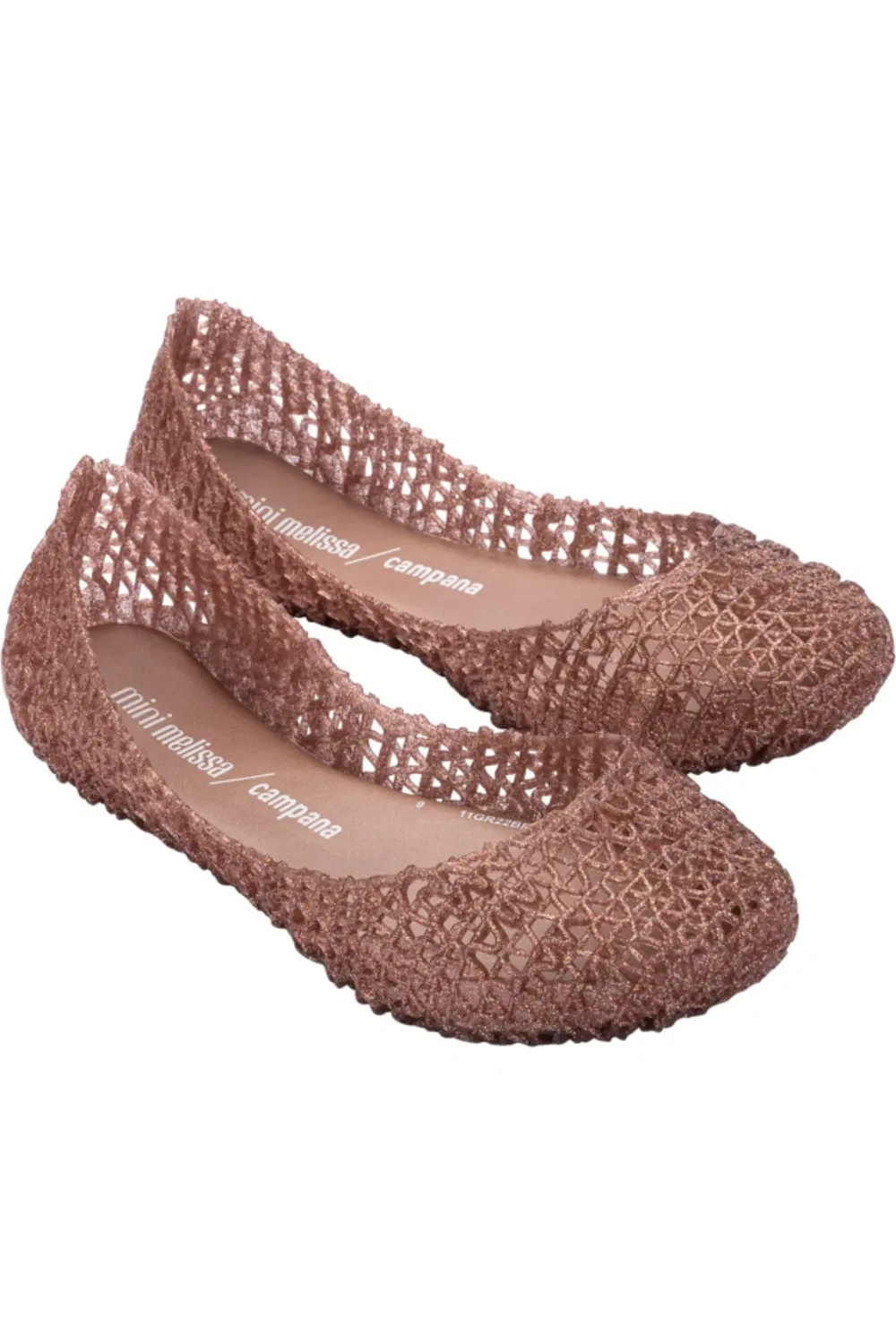 Детские туфли балетки с блестками Campana Zigzag Mini Melissa, Rose Glitter