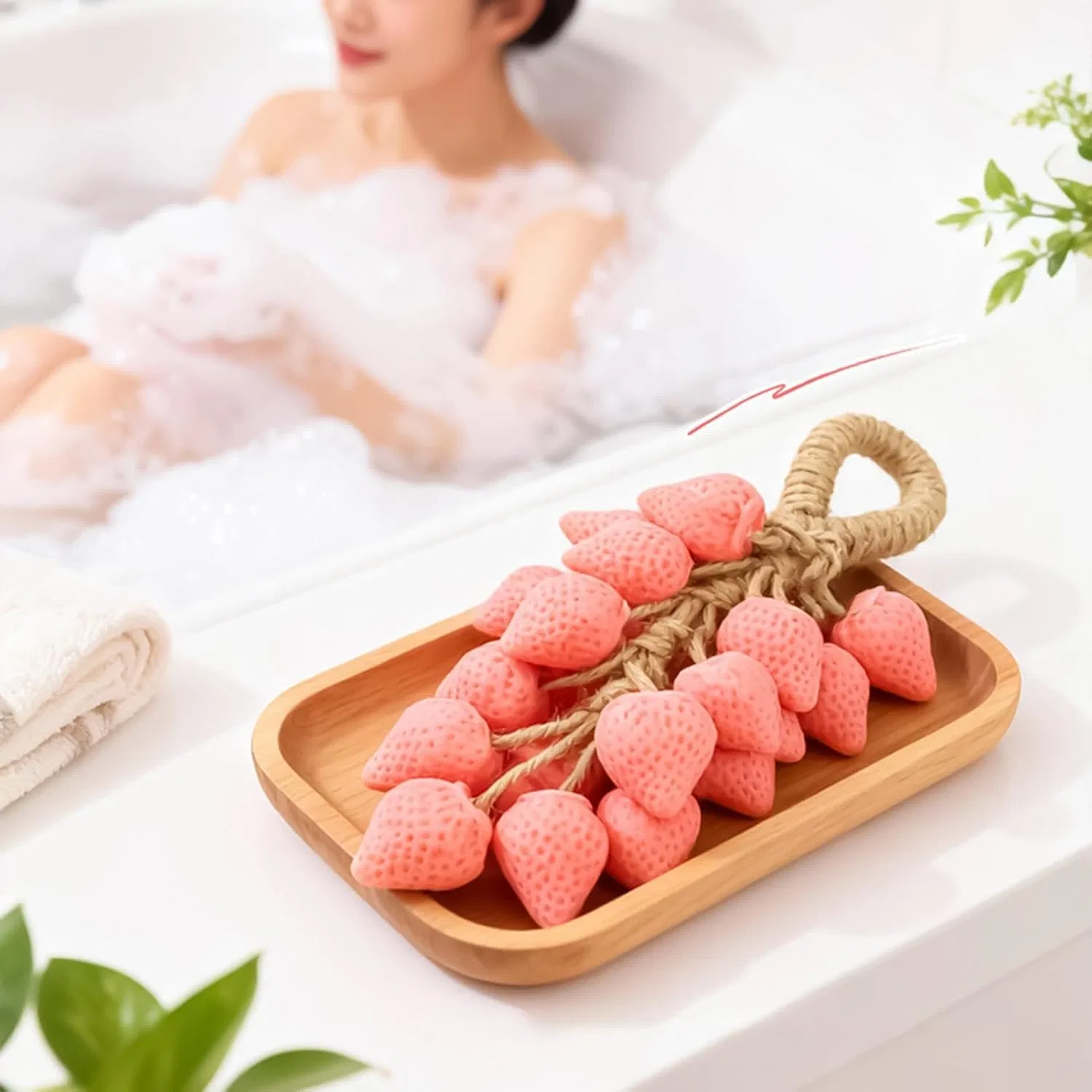 Твердое мыло для душа Strawberry Rope Soap, Genérico, 220 г, Pink — фото 4